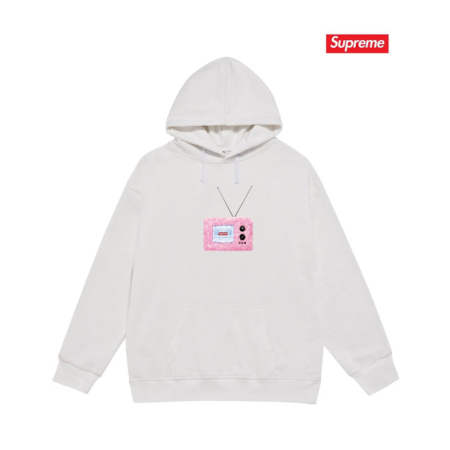 Supreme TV Logo Hoodie – White Hover Image