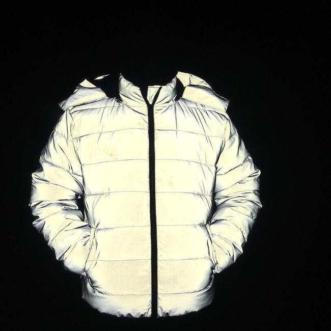 Silver Flash-Reflective Puffer Jacket Hover Image