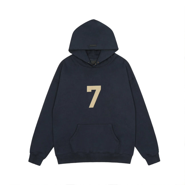 FOG double line heavyweight high street trendy brand hooded sweatshirt with plush loose sweatshirt jacket suitable for men and women, youthful and popular style (10) Hover Image