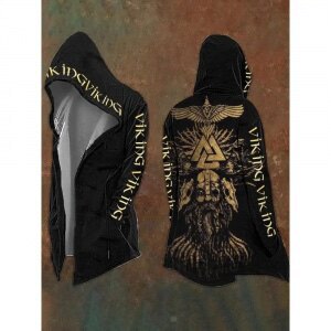 Gold Typography Black Hooded Cardigan Hover Image