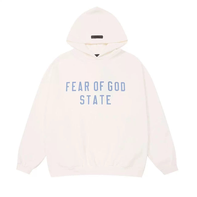 FOG double line heavyweight high street trendy brand hooded sweatshirt with plush loose sweatshirt jacket suitable for men and women, youthful and popular style (31) Hover Image