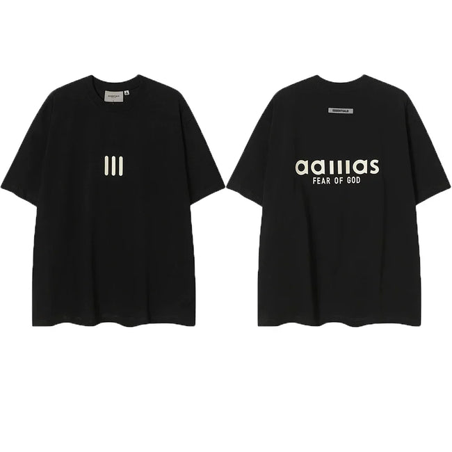 ESSENTIALS Short sleeved T-shirt European and American High Street FOG Double Line Men's and Women's American Trendy Brand Pure Cotton Round Neck Loose Set (13) Hover Image