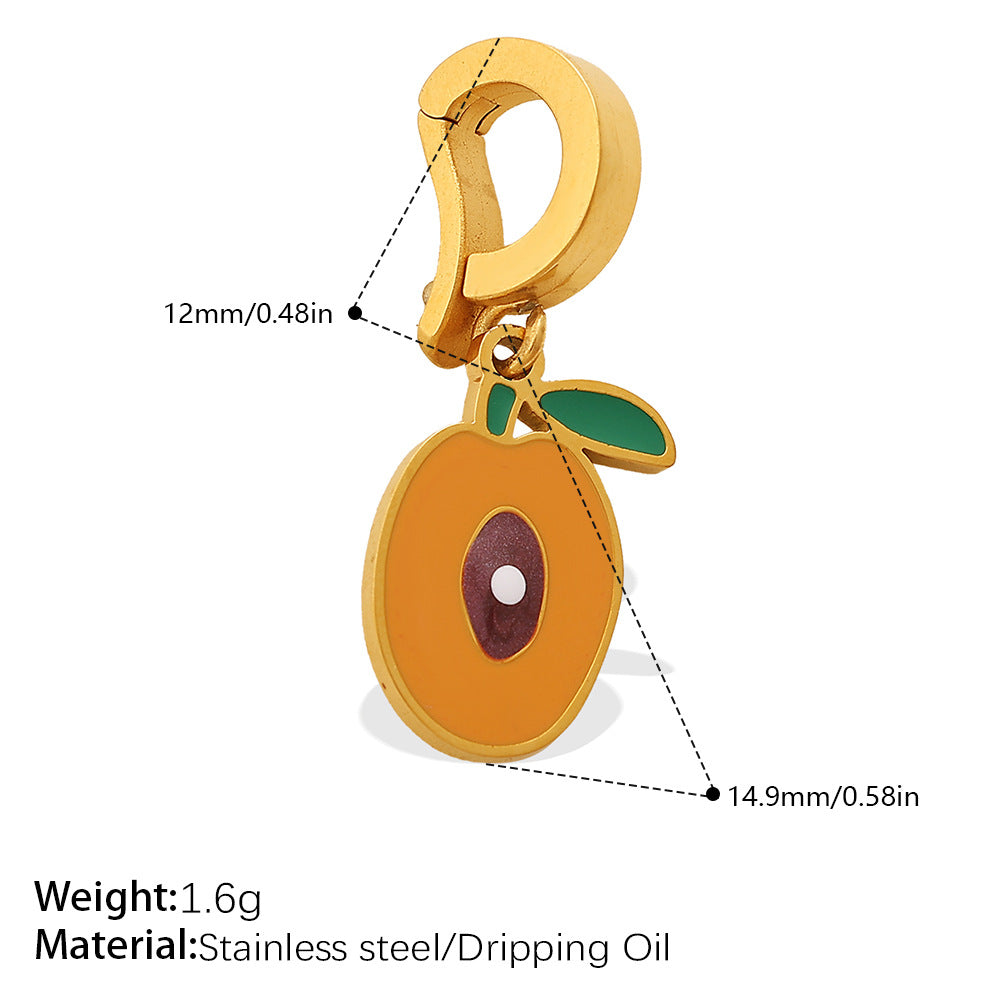 Color Dripping Oil Strawberry Peach Shape Fruit Series Pendant