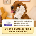 Pet Grooming Glove Wipes for Dogs & Cats – Hypoallergenic, Deodorizing, Vet-Approved