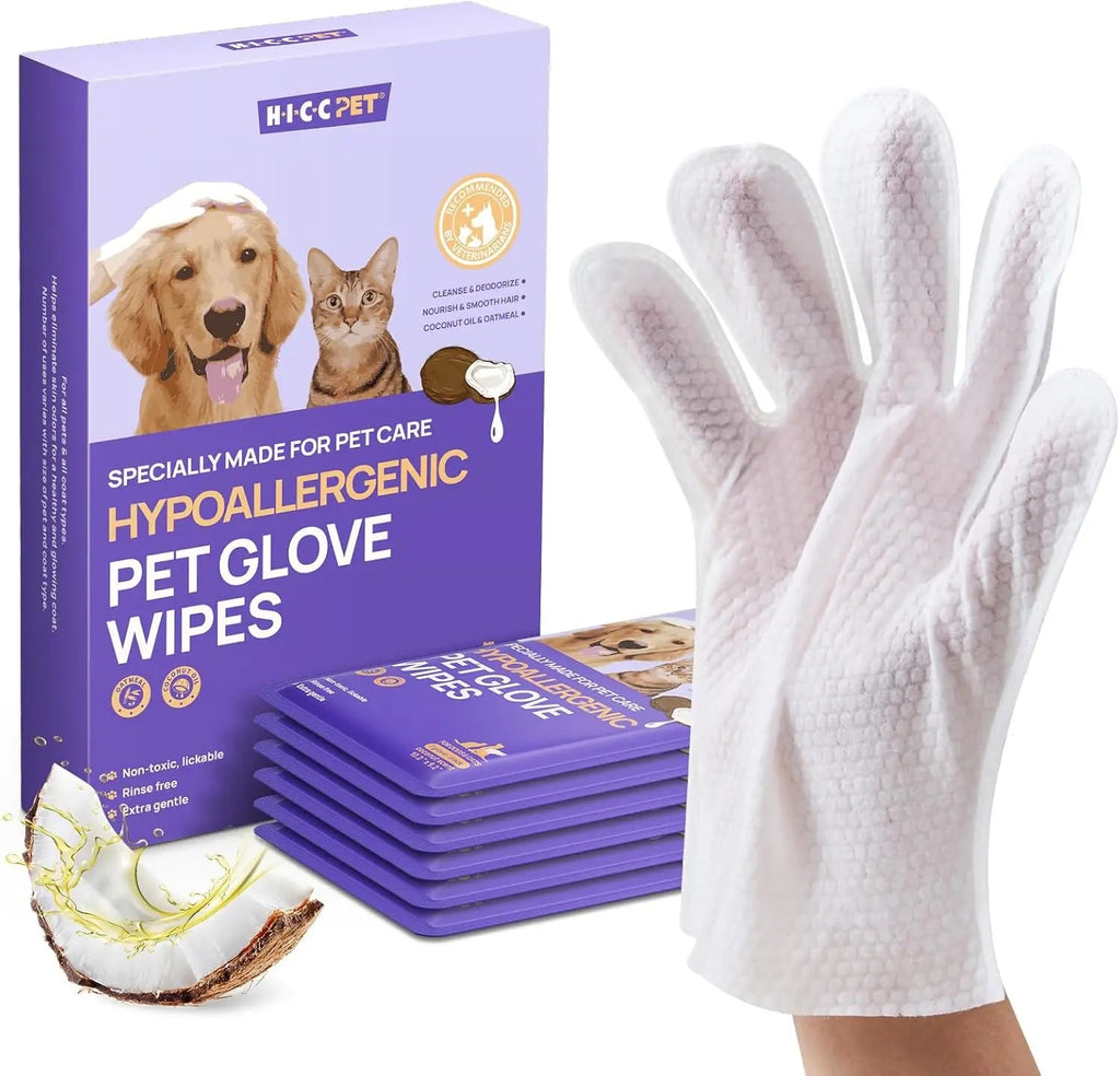 Pet Grooming Glove Wipes for Dogs & Cats – Hypoallergenic, Deodorizing, Vet-Approved