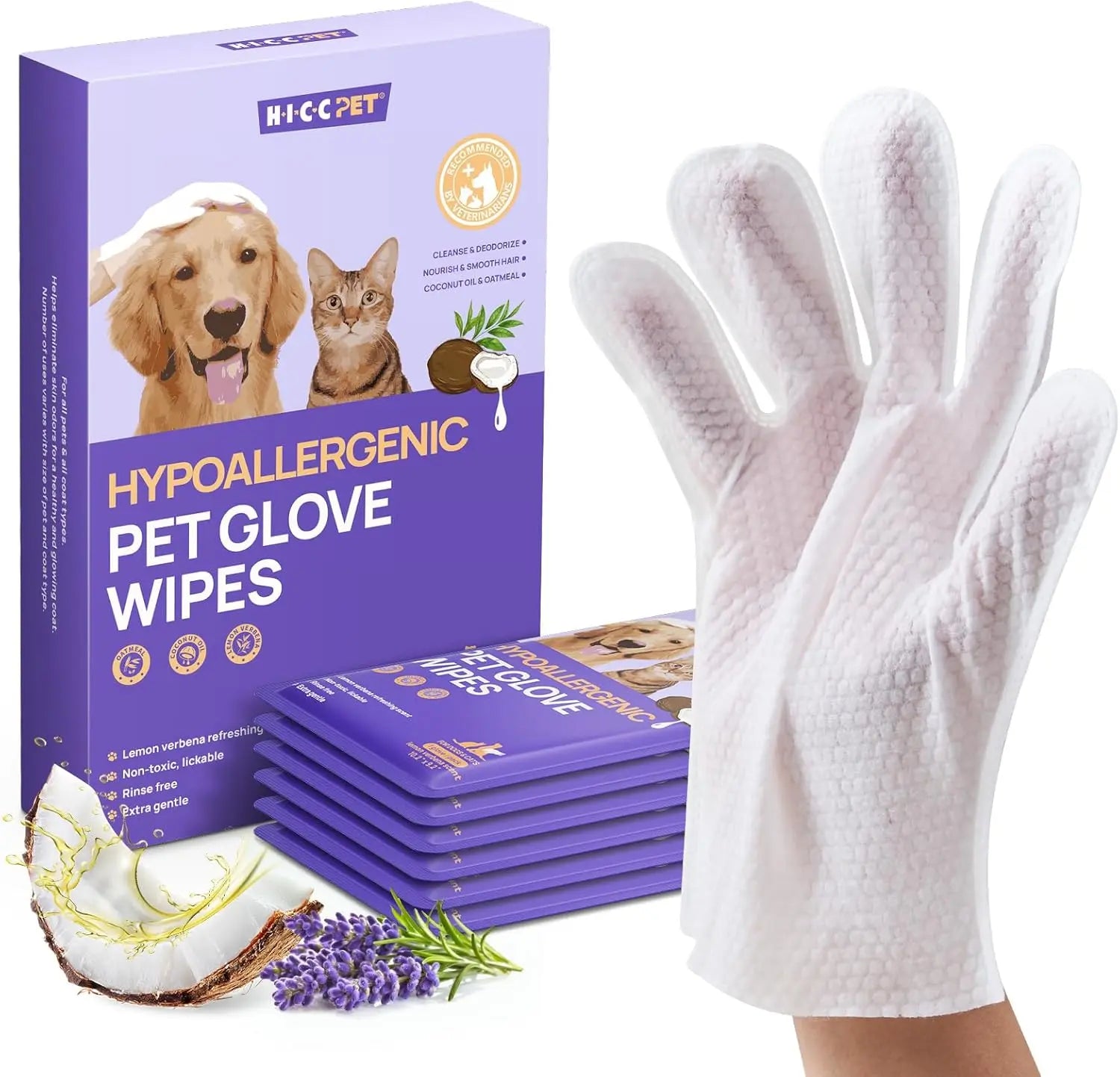 Pet Grooming Glove Wipes for Dogs & Cats – Hypoallergenic, Deodorizing, Vet-Approved
