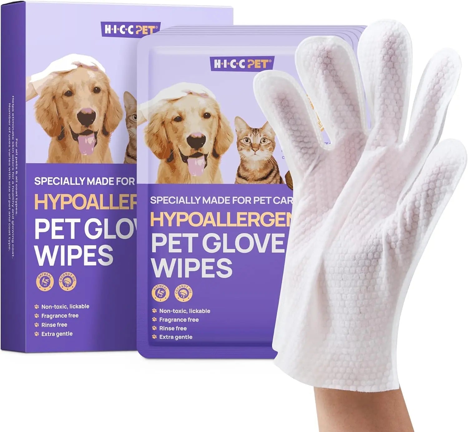 Pet Grooming Glove Wipes for Dogs & Cats – Hypoallergenic, Deodorizing, Vet-Approved