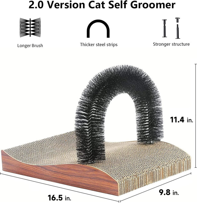 Cat Self Groomer Arch Scratcher Massager Toy with Scratch Pad for Cats Main Image