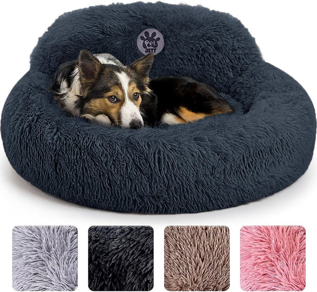 Medium Calming Dog Bed 30in Donut Plush Washable Bed Up to 45lbs Main Image